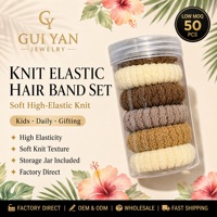 Set Aksesoris Ikat Rambut Wanita 6 Buah, Tebal, Kuat, dan Elastis, Karet dan Katun Nilon, Ikat Rambut Tanpa Sambungan untuk Anak Perempuan