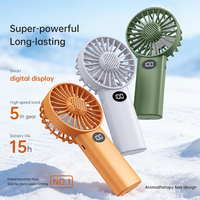 Ventilateur portable haute vitesse 5 m/s, flux d'air puissant, rechargeable USB Type C, mini ventilateur personnel avec affichage numérique LED