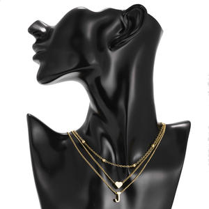 Nouveau 26 Lettre Collier Amour Coeur Perles Rondes Lettre 3 Couche Pendentif Collier Collier Fourniture - Product Image 4