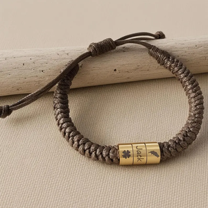 Pulsera de Cuero Trenzado Personalizada con Nombre Grabado, Cuentas de Acero Inoxidable de Origen Sostenible, Joyerí<span class=keywords><strong>a</strong></span> en Blanco <span class=keywords><strong>para</strong></span> Hombre, Pareja, Regalo de Navidad - Product Image 6