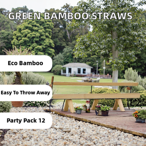 Hot Selling Disposable 15CM Long Green Skin <b>Bamboo</b> Drinking <b>Straws</b> for Party - Product Image 2