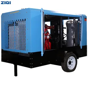 Mobile Type Double Stage Oil-lubricant Low Noise 14.5bar 460CFM Cummins Diesel Engine Screw Air-compressors With 4 Wheels