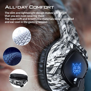 Auriculares para juegos con cable ONIKUMA K19 Camouflage, auriculares deportivos con graves y diodos emisores de luz de colores, adecuados para DJ y viajes. - Product Image 3