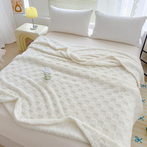 Effenkleurige super king/queen size dikke dubbelzijdige tafetta fleece fluweel heckerboard deken warme zachte multifunctionele dekens - Product Image 5