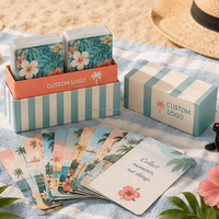 Cartes d'affirmation positives sur le thème de la plage tropicale avec logo personnalisé, ensemble double jeu, coffret cadeau de luxe