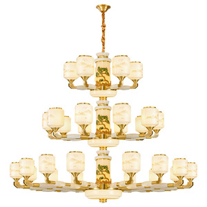 All Copper Jade Chandelier Led Round Multi Head Living Room Bedroom <b>Light</b> Zhongshan - Product Image 3