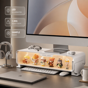 Support d'écran ergonomique avec éclairage LED, tiroir de rangement, boîte pour figurines, organisateur de bureau pour étudiants et professionnels, vente en gros OEM - Product Image 1