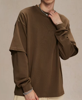 Sweat-shirt à col rond surdimensionné pour homme, personnalisable avec logo et impression, en coton épais, couleur unie, style streetwear décontracté, vente en gros OEM ODM