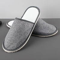Chaussons d'hôtel jetables gris en lin respirant, chaussures pour maison d'hôtes, semelle EVA 6 mm, motif saule