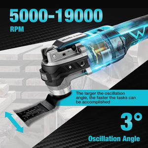 20V Cordless Oscillating Multi Tool With Quick Change Accessories Cutter Sanding <b>Grout</b> <b>Removing</b> Set - Product Image 4