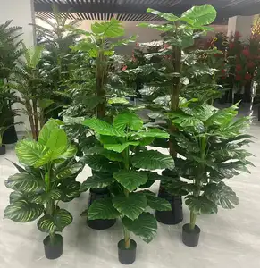 50-180 см тропическая искусственная пальма, зеленые большие листья растений в горшке для отеля, дома, сада, растение, украшение, искусственный бамбук