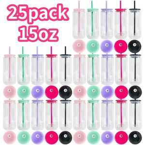 Paquete de 25 unidades desde almacén de EE. UU. - Vaso de vidrio de doble pared preperforado de 15 oz para globo de nieve con tapa de plástico y pajita para DIY de globo de nieve de vinilo - Product Image 3