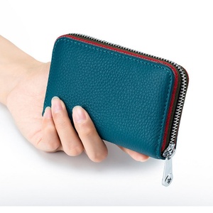 Portefeuille en cuir de luxe pour femmes, de haute qualité, à la mode, en PU véritable avec fermeture à glissière et motif bonbon, compatible RFID - Product Image 3