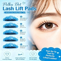 BLACKWINGS Coussinets auto-adhésifs en silicone à motif de points pour rehaussement de cils, 5 paires, 5 tailles, 7 couleurs, réutilisables, portables, protections pour permanente, tiges à kératine