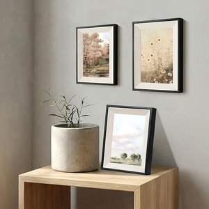 Cadres <span class=keywords><strong>photo</strong></span> personnalisés en bois naturel grainé, supports d'images noirs mats pour montage mural ou sur table, affichage polyvalent - Product Image 1