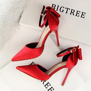 Sandalias de Tacón Alto Tipo Stiletto Rojas de Verano para Mujer, Sandalias con Tira Trasera y Lazo, Zapatos de Vestir para Mujer - Product Image 4