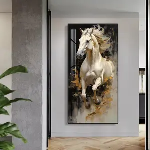 Wholesaler Crystal Porcelain Painting Horse Animal Artwork Wall Art For Home Hotel Decor