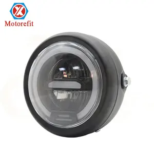 Farol para motocicleta, motocicleta modificada 5.75 polegadas luz diurna luz de led retrô universal g125 longe e perto de rua