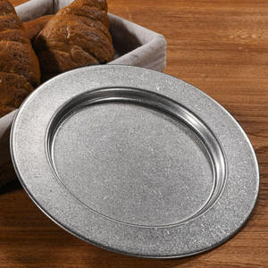 <span class=keywords><strong>Assiette</strong></span> ronde rétro en acier inoxydable Assiettes à dîner occidentales Assiettes Plateau Restaurant Vaisselle Plat d'extérieur Ménage - Product Image 5