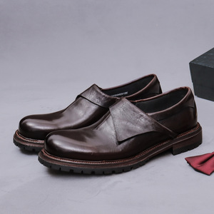 Zapatos de cuero genuino hechos a mano de estilo inglés vintage con acabado lavado al agua, zapatos cómodos y relajados para personas que buscan comodidad. - Product Image 3