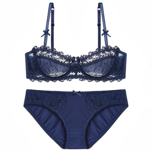 Conjunto de lencería sexy de encaje rojo de <span class=keywords><strong>Amazon</strong></span>, que realza los senos grandes para que parezcan más pequeños, estilo delgado, palabras clave transfronterizas. - Product Image 1