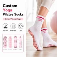 Chaussettes de yoga professionnelles en coton pour femmes, antidérapantes, avec grip personnalisé, chaussettes de pilates antidérapantes pour femmes