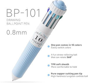 Stylo à bille rechargeable de 0.8mm, 10 couleurs, pour étudiants et adultes, cadeau - Product Image 3