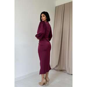 Robe de soirée en satin violet à col en V, style romantique de luxe, taille XL, simple, pour mariage, longueur au sol, vente en gros - Product Image 1
