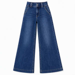 <span class=keywords><strong>Jeans</strong></span> de mezclilla de tiro alto con control de abdomen, pierna ancha recta, corte <span class=keywords><strong>Mom</strong></span> Fit, venta al por mayor de fábrica OEM - Product Image 4