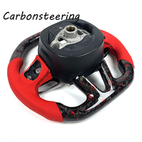 Volant de course en fibre de carbone forgée rouge pour Dodge Hellcat SRT Charger/Challenger, design intérieur performance à fond plat