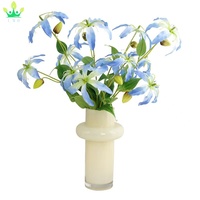 Künstliche Gloriosa-Lilien Zweig Mit Stiel Grüne Blätter Realistische Seidenblumen für Hochzeit Party Heim Büro Tisch Vase Dekoration