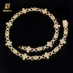 Collar <span class=keywords><strong>de</strong></span> Cadena Cubana Estilo Hip Hop NUOYA <span class=keywords><strong>con</strong></span> Diseño <span class=keywords><strong>de</strong></span> <span class=keywords><strong>Cruz</strong></span> y Ojo, Adornado <span class=keywords><strong>con</strong></span> Piedras <span class=keywords><strong>de</strong></span> Circonita Cúbica Baguette, para Mujer - Product Image 1
