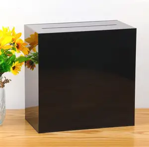 Elegant Large 10 Inch White DIY Acrylic Wedding Card Box For Reception Decoration