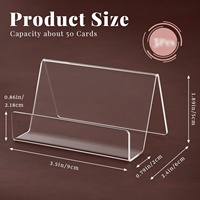 Porte-cartes de visite en acrylique pour bureau, présentoir de cartes de visite transparent pour bureau, capacité de 50 cartes