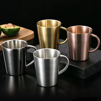 Tasses à café et à lait personnalisées en acier inoxydable, écologiques, portables, grande capacité, avec poignée - Livraison rapide