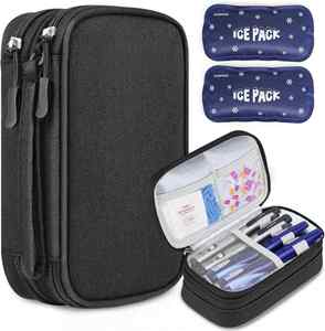 Sac isotherme pour insuline 150g, double couche, approuvé, grande capacité, garde au frais, compatible TSA, pour stylos à insuline (lot de 2), fournitures diabétiques, voyage - Product Image 1