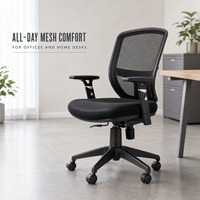 Chaise de bureau ergonomique en maille avec soutien lombaire, chaise de travail pivotante respirante, chaise de bureau réglable en hauteur sur roulettes