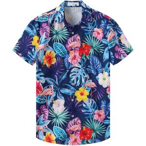 Imprimé à manches courtes boutonné hommes chemises décontracté élégant chemise hommes hawaïen bouton à manches courtes plage été - Product Image 6
