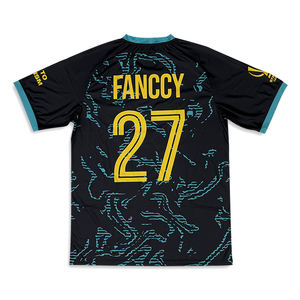 Camiseta de Fútbol Personalizada por Sublimación, Transpirable, Manga Corta, Retro, Negra, Cuello en V - Product Image 3