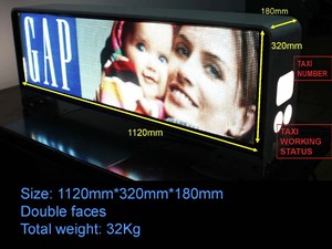 ป้าย LED ติดหลังคารถสองด้านหน้าจอ LED ติดบนหลังคารถแท็กซี่แบบไร้สาย3G/4G - Product Image 3