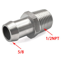 High Compatibility 1/2" NPT to 5/8" Intake Manifold Adapter, Premium Chrome Steel,Fits Chevy,Ford,Dodge&Most Classic V8 Engines