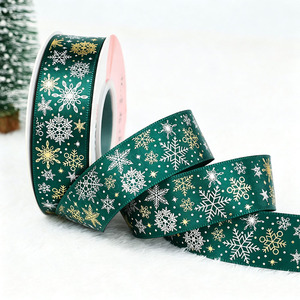Nastro Decorativo di Lusso Stampato Rosso, Nastro in Raso Doppio Lato, Nastro Grosgrain per Confezioni Regalo Natalizie - Product Image 3
