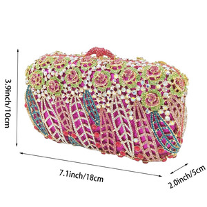 Elegant Crystal Flower Evening Bag Glitter Rhinestone Luxury Party <b>Handbag</b> Classic Casual <b>Bridal</b> Wedding Purse Fashion Style - Product Image 2