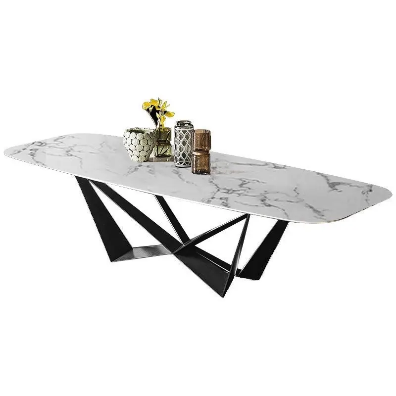 Modern oturma odası mobilya Model cam üst paslanmaz çelik lüks yemek masası