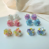 Anting-anting manik biji kaca warna-warni mode gadis anting-anting kancing bunga manis buatan tangan gaya Boho untuk wanita