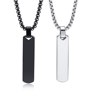 Collar con Barra Inicial para Hombre, Colgante de Barra Vertical Geométrica Gruesa con Letras de la A a la Z, Collar Sencillo Informal, Regalo para Él - Product Image 1