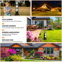 Prise de courant extérieure autoportante en acier inoxydable 304 pour jardin, avec 2 prises universelles personnalisables et ports USB 10A