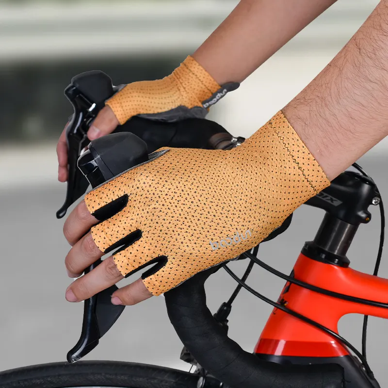 Luvas de ciclismo HBG 1670 multicoloridas, luvas de meio dedo resistentes ao desgaste para homens e mulheres, luvas personalizadas para andar de bicicleta