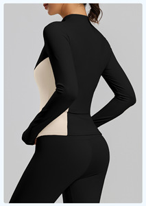 Color Matching Slim Slimming Yoga <b>Jacket</b> Women's <b>Running</b> Sports Fitness Four-Way Stretch Color Blocking <b>Lightweight</b> Workout - Product Image 6