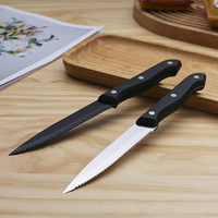 Couteau à steak en acier inoxydable, meilleure vente, ensemble de couteaux à steak en acier inoxydable 420, manche en ABS, couteaux noirs avec conception full-tang